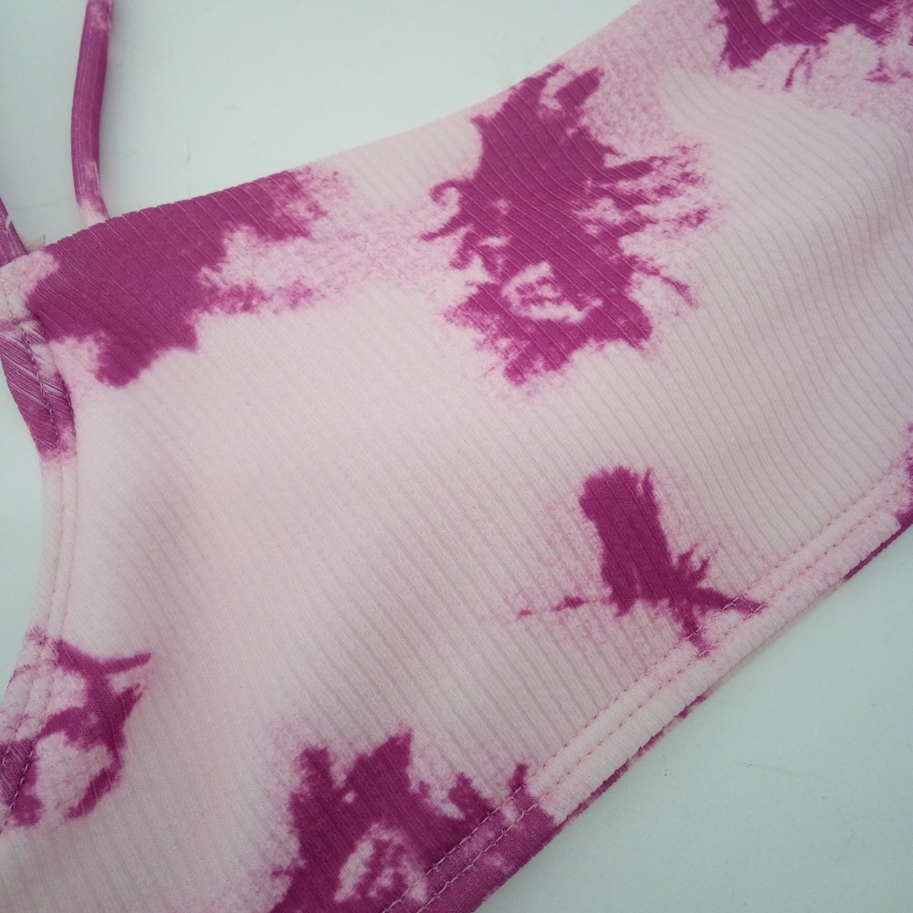 Romwe Purple Tie Dye Bikini Top Lightly Padded L Beach Surf Pool Resort Cruise - Picture 7 of 7